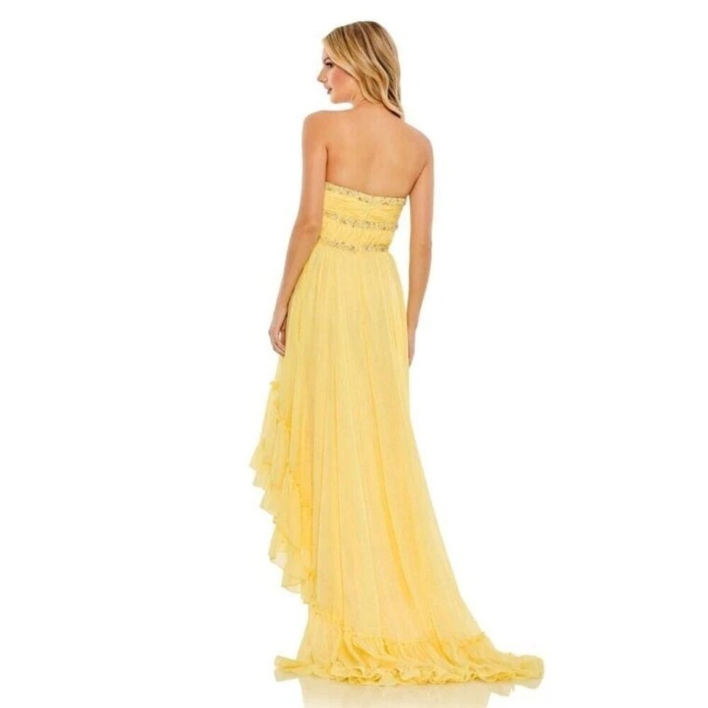 Mac Duggal Womens Size 2 Lemon Yellow 68096 Strapless High Low Dress NEW - Picture 3 of 4